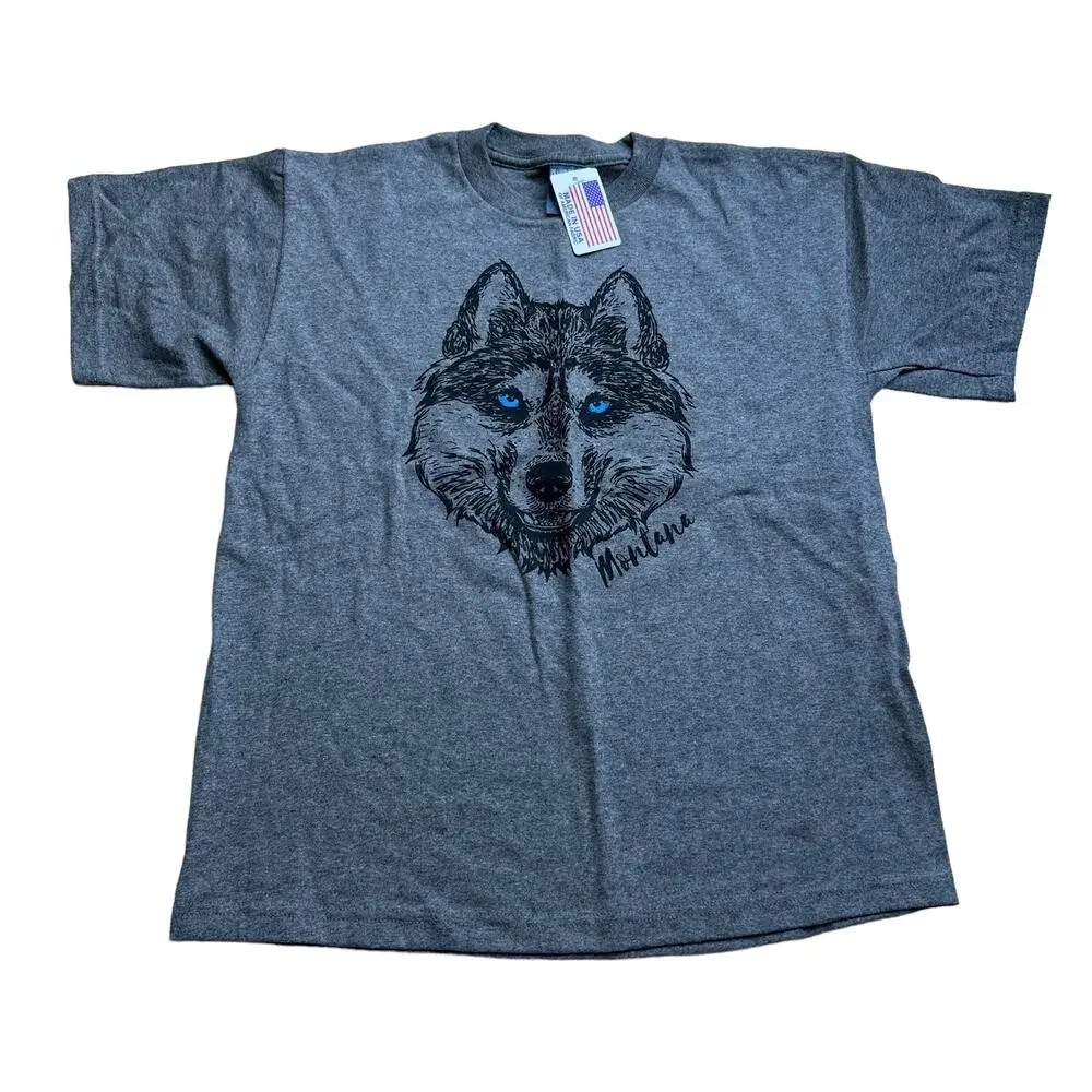 Prairie Mountain Wolf Graphic Tee - Size 14/16 - Made in USA